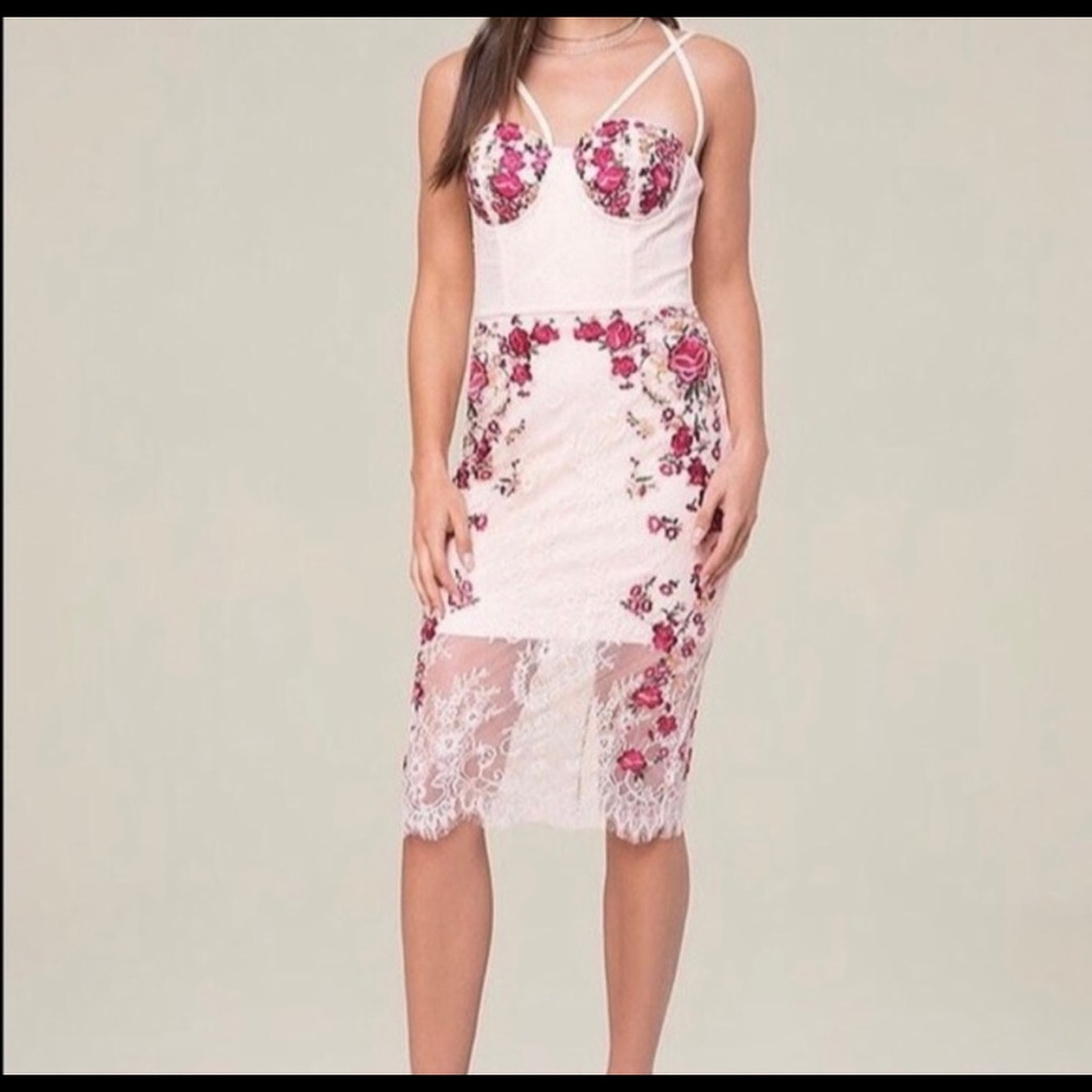 Bebe lace embroidered midi dress size 10